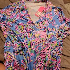 NWT lilly Pulitzer pj knit long sleeve button up